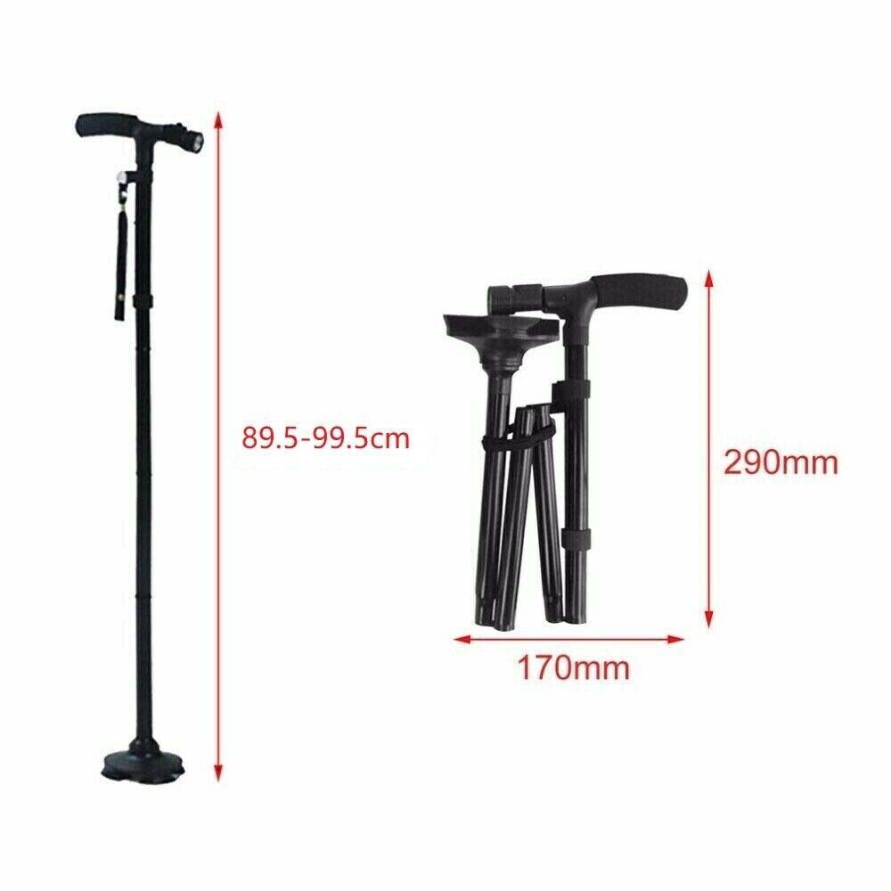 Collapsible Safety LED Walking Stick Adjustable Travel Hiking Cane Trekking Pole