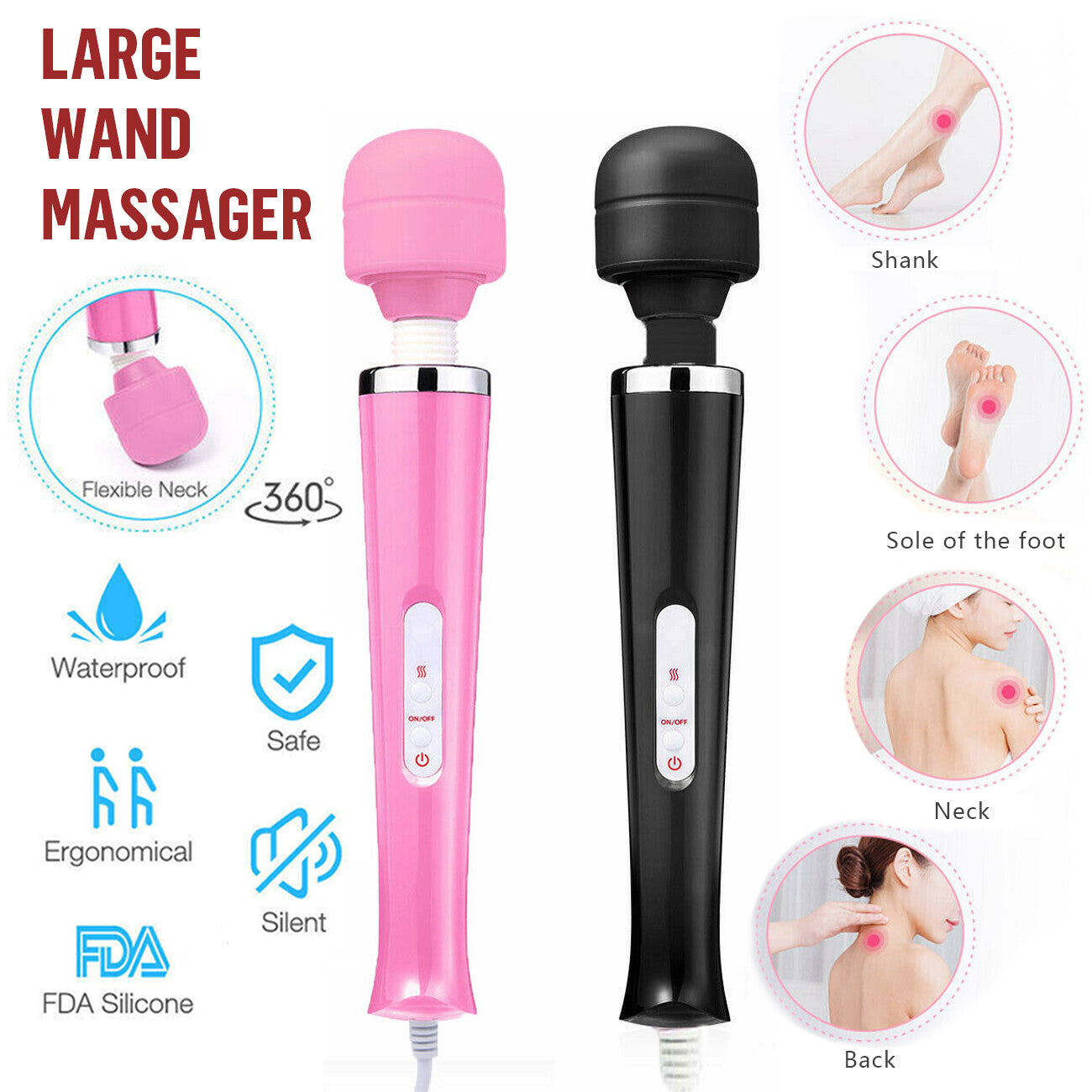 20 Speed Magic Massager Wand Full Body Pain Powerful Massager