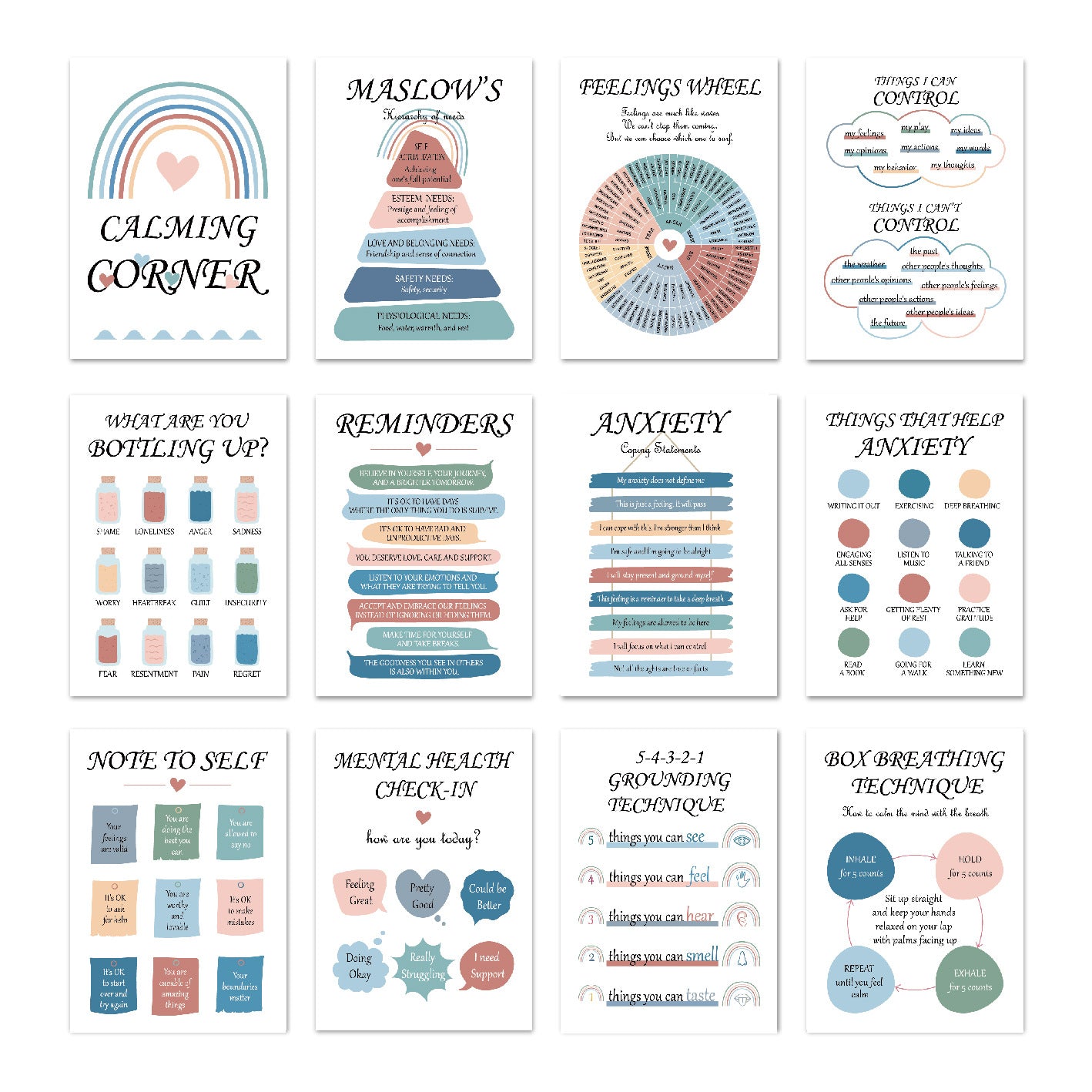 12 Mental Health Posters Office Consulting Room Counselor Education Products