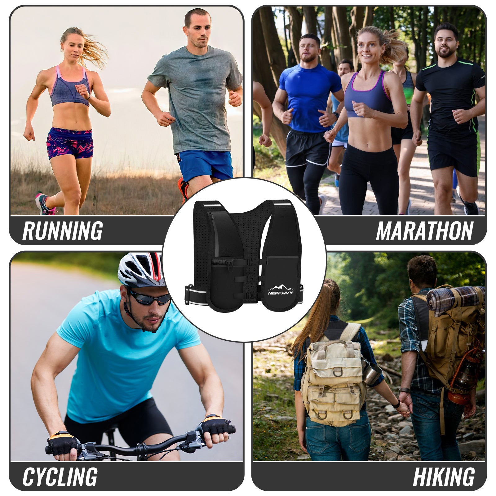 Nepfaivy Running Vest Women And Men  Reflective Running Vest With 6 Pockets  Waterproof Phone Holder  Adjustable Waist & Chest Band  Lightweight Hydration Running Vest For Outdoor Running Cycling