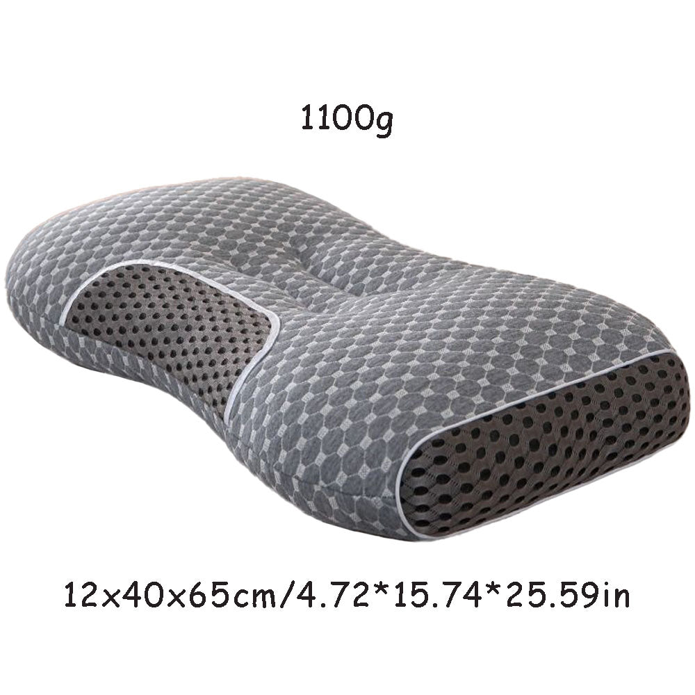 Neck Support Pillow, Ergonomic Contour Support Cervical Pillow,Artificial Cotton, Orthopedic Cervical Pillow For Deep Sleep, White-Grey, 1Pack, Christmas Gifts